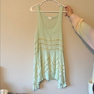 Mint Green Dress with Lace Accents